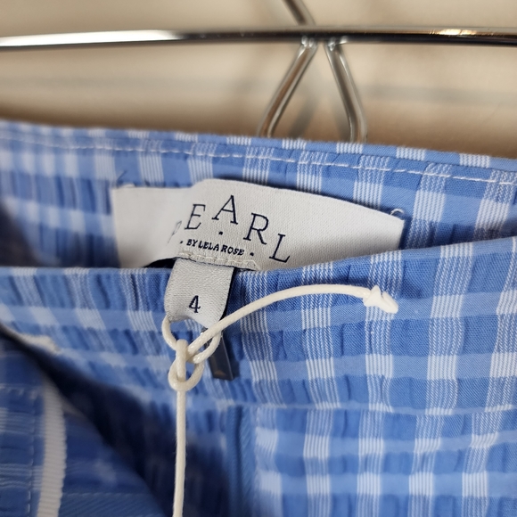 Pearl Lela Rose stretch seersucker casey pants, blue gingham, nwt - Picture 5 of 8